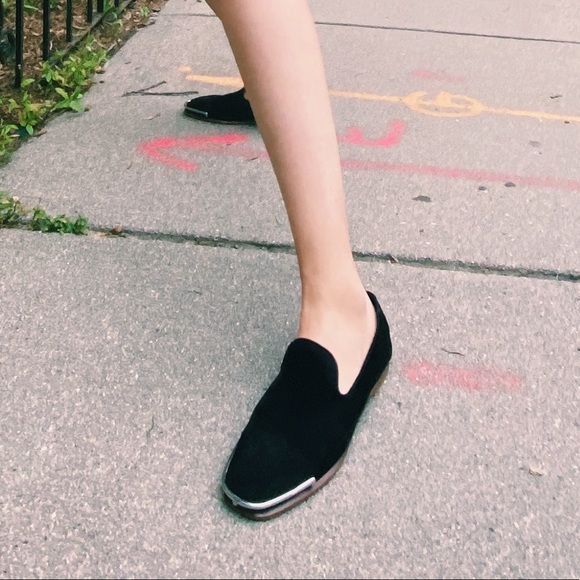 Alexander Wang Suede Loafers Black w/ Metal Shoes - Picture 4 of 5